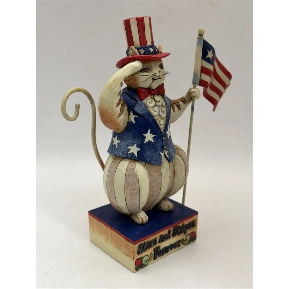 Jim Shore Heartwood Creek Resin Cat Figurine Stars and Stripes Patriotic